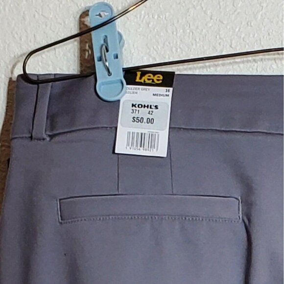 Lee Womens Straight Leg Pants Medium Gray Size 16 Secretly Shapes Stretch Fabric - Picture 7 of 8